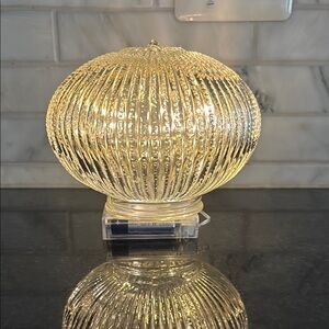 Elegant Gold Ribbed Glass Lamp Fixture